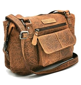HillBurry Hillburry Leather Shoulder bag with Embossed Flowers