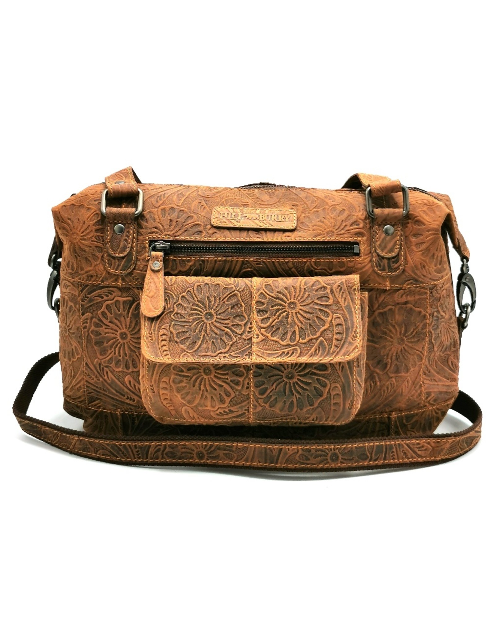 HillBurry Leather bags - Hillburry Leather Shoulder bag with Embossed Flowers