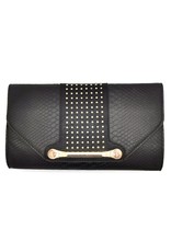 Best Access Clutches, Evening Purses, wallets -  Clutch Evening Purse with Studs and Buckle Black
