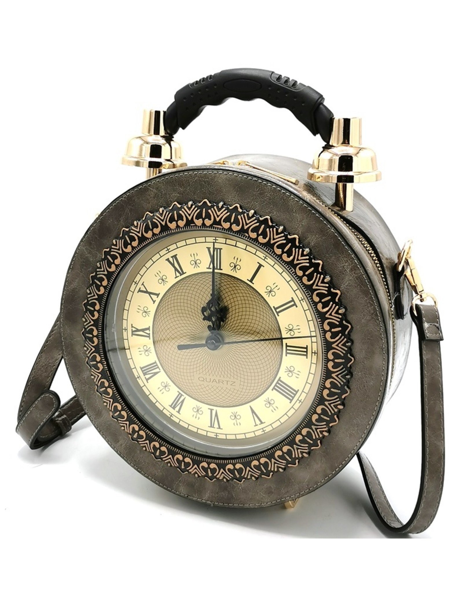 Magic Bags Steampunk bags Gothic bags - Klok Handbag with Real Clock taupe  (medium)