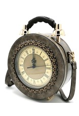 Magic Bags Steampunk bags Gothic bags - Klok Handbag with Real Clock taupe  (medium)