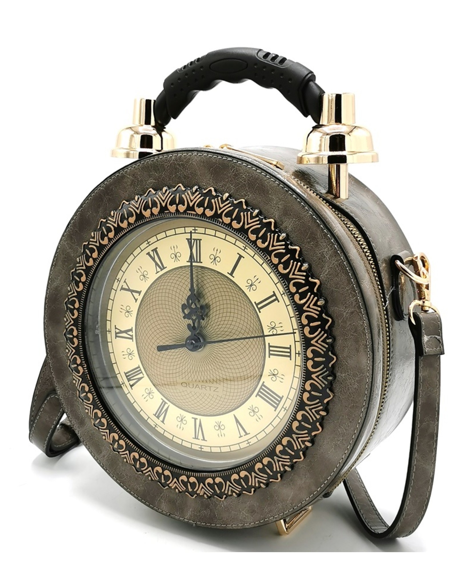 Magic Bags Steampunk bags Gothic bags - Klok Handbag with Real Clock taupe  (medium)