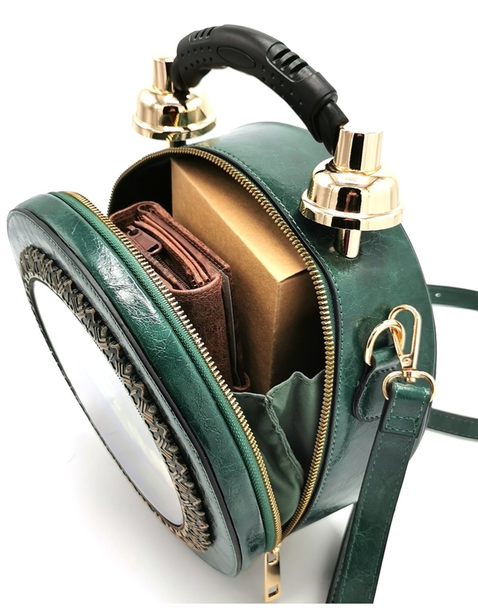 Magic Bags Steampunk tassen Gotic tassen - Klok Handtas met Echte Klok groen (medium)