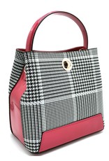 Tom & Eva Fashion bags - Tom & Eva Design Handbag Pied-de-Poule Rose-Black-White