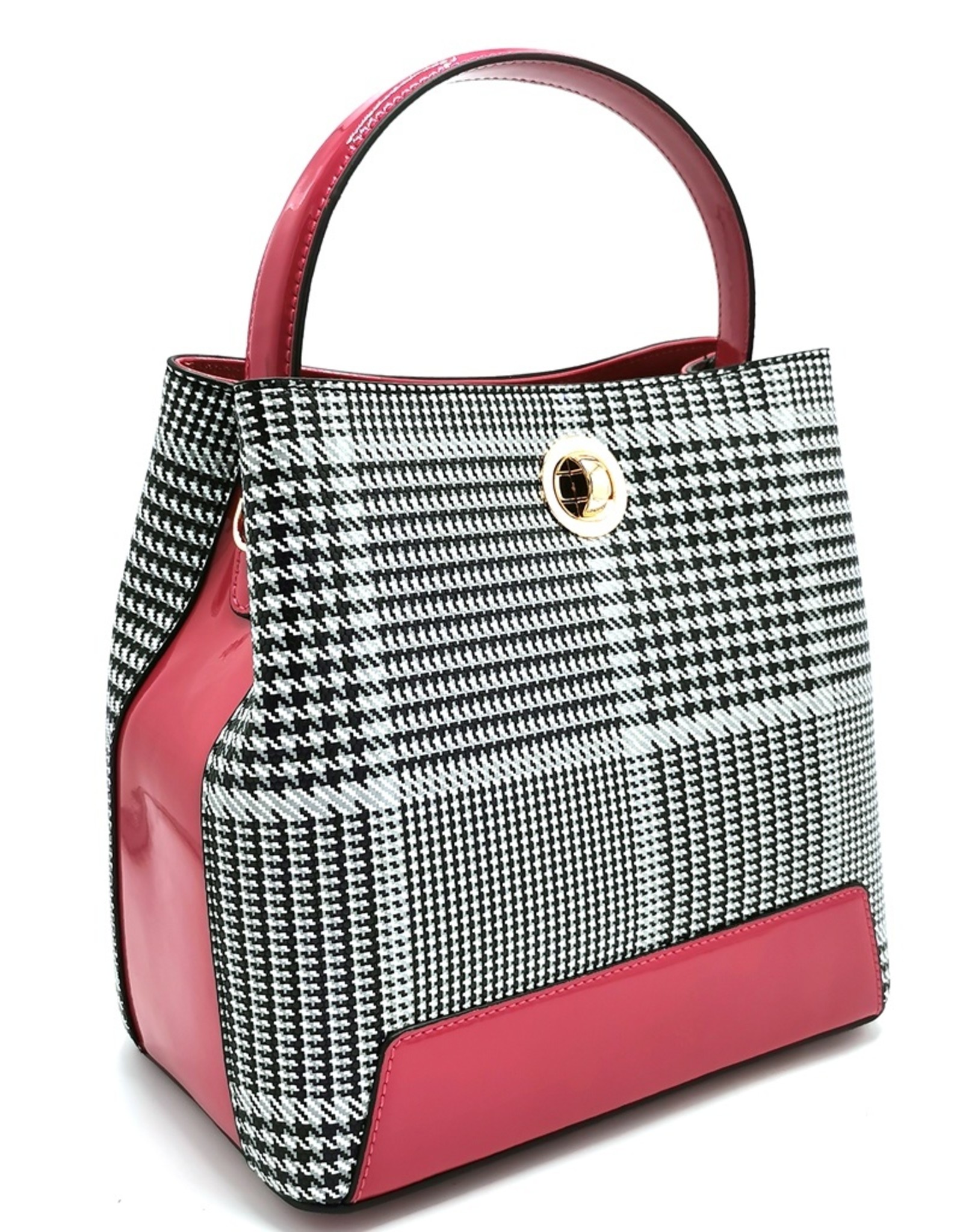 Tom & Eva Fashion bags - Tom & Eva Design Handbag Pied-de-Poule Rose-Black-White