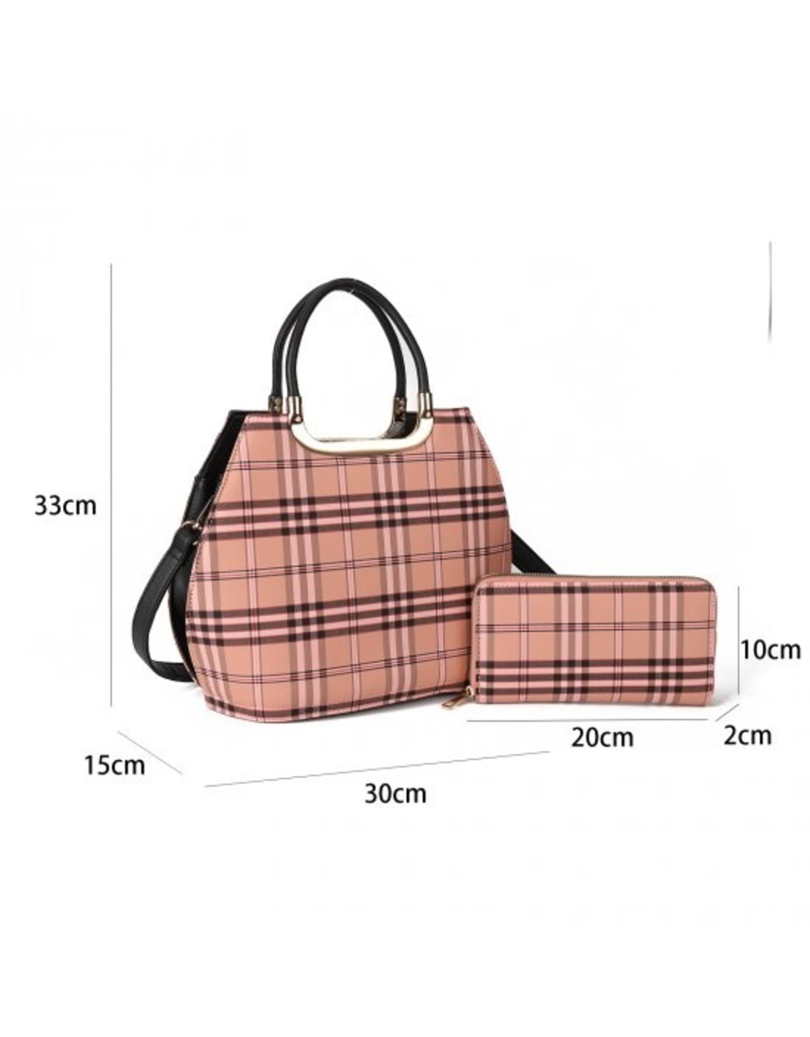 Trukado Fashion bags - Modious Handbag with Free Purse Checkered pattern