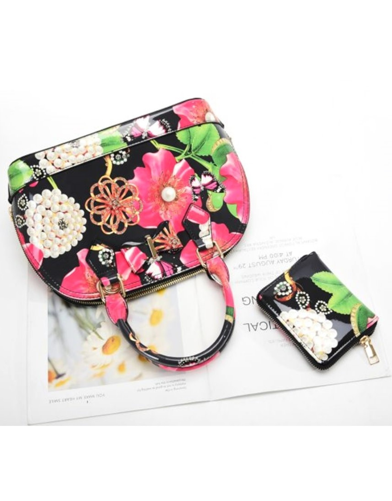 Trukado Fashion bags - Handbag with flowers and bow Flower Bow black