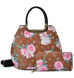 Trukado Handtas met bloemen Vintage Roses khaki