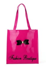 Trukado Fashion bags - Tote Bag with Bow and Zipper Fuchsia Patent