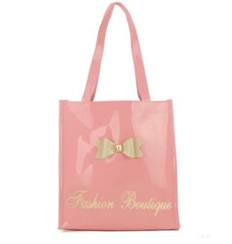 Trukado Tote Bag with Bow and Zipper Patent pink