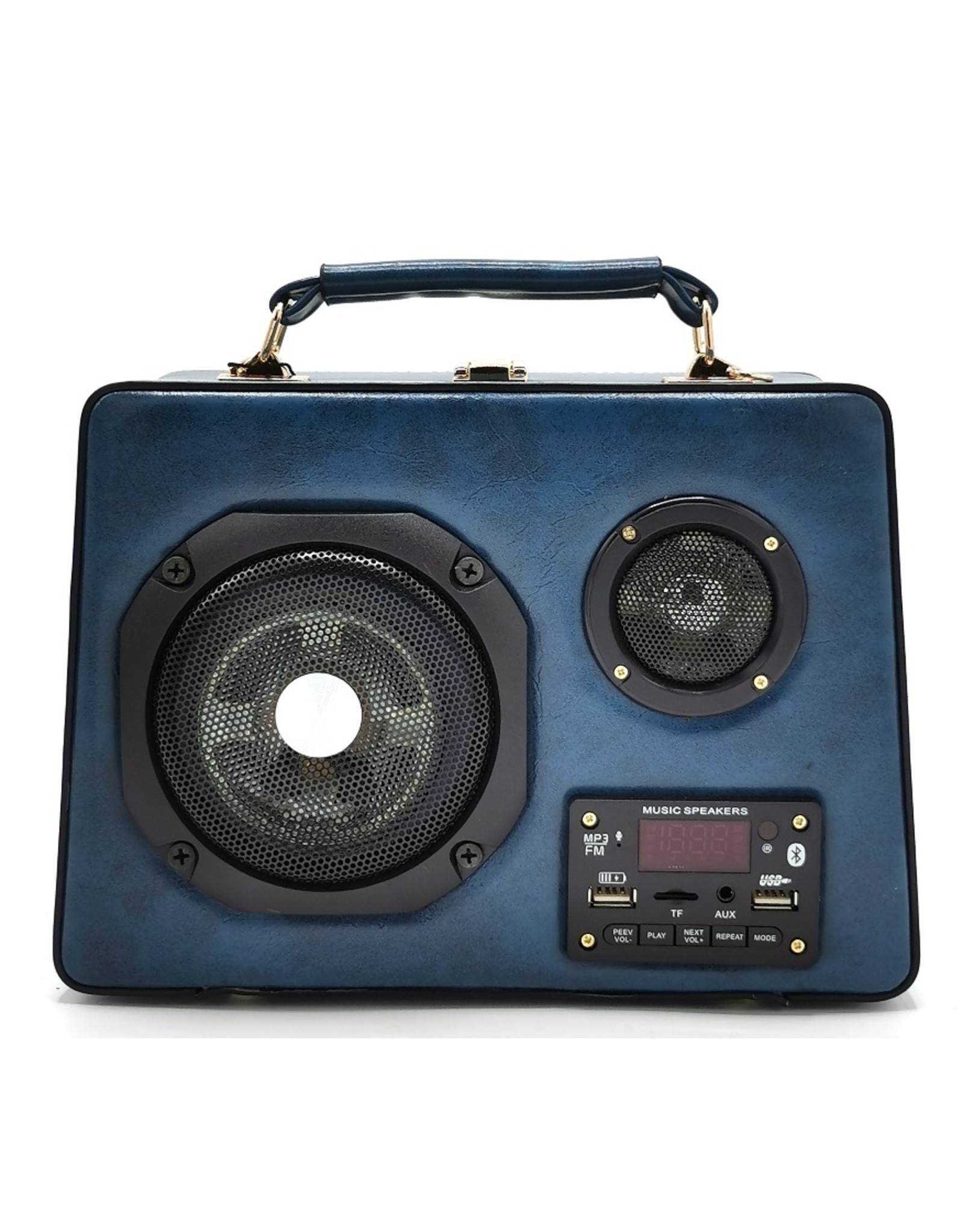 Trukado Fantasy tassen - Retro Radio tas met Echte Radio en Bluetooth blauw