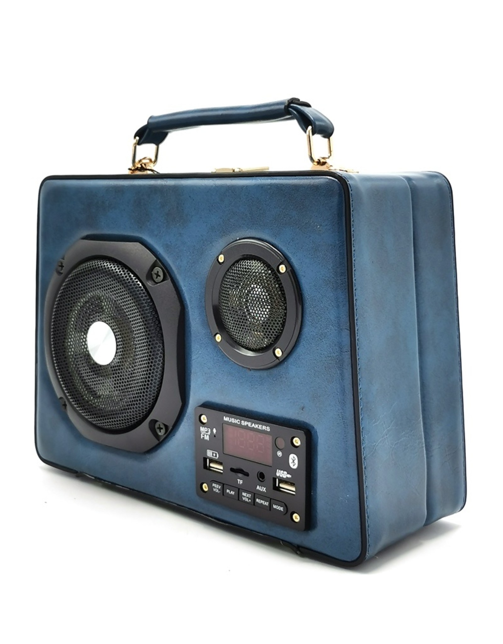 Trukado Fantasy tassen - Retro Radio tas met Echte Radio en Bluetooth blauw