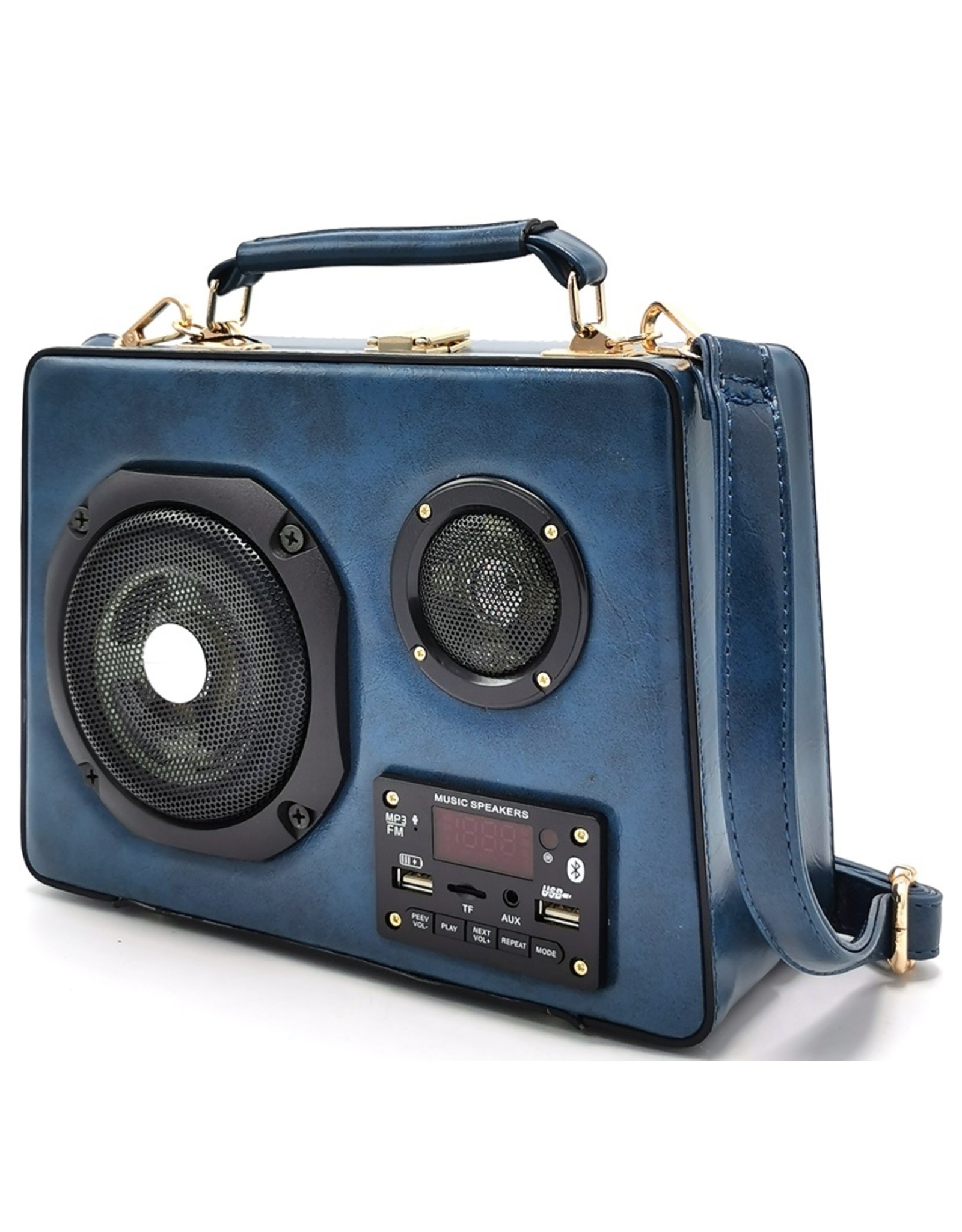 Trukado Fantasy tassen - Retro Radio tas met Echte Radio en Bluetooth blauw