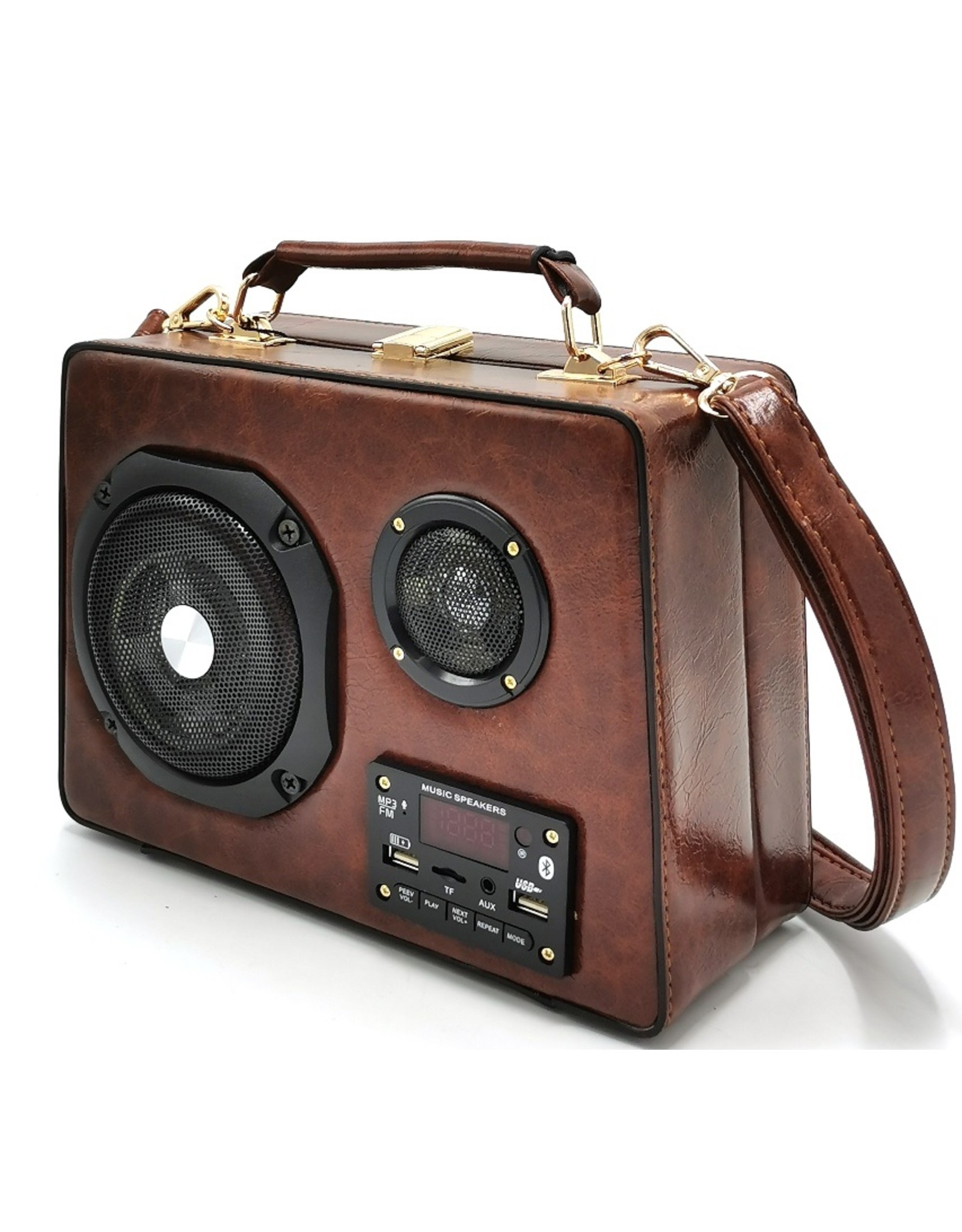 Magic Bags Fantasy tassen - Retro Radio tas met Echte Radio en Bluetooth bruin