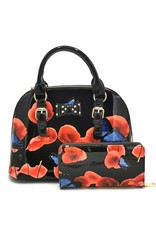 Trukado Fashion bags - Handbag with butterflies and Poppy Black Newest