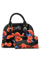 Trukado Fashion bags - Handbag with butterflies and Poppy Black Newest