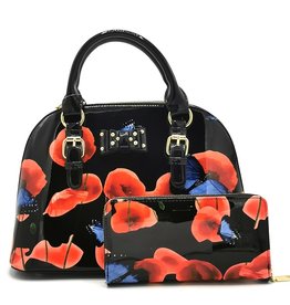 Trukado Handbag with butterflies and Poppy Black Newest