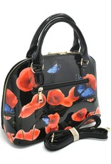 Trukado Fashion bags - Handbag with butterflies and Poppy Black Newest