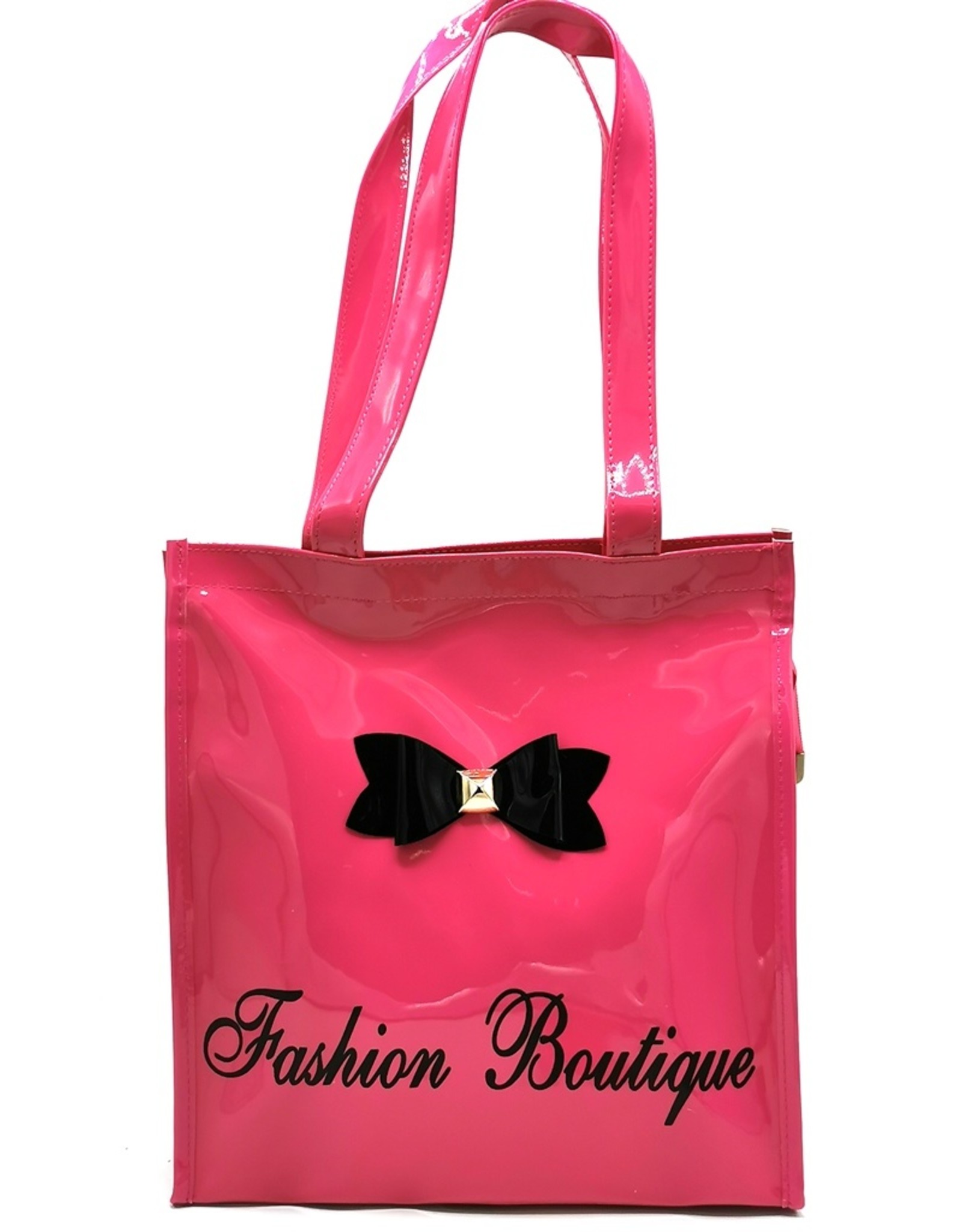 Trukado Fashion bags - Tote Bag with Bow and Zipper Fuchsia Patent