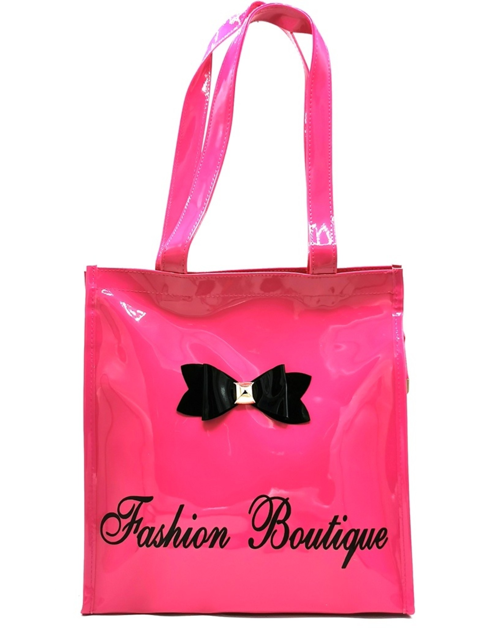 Trukado Fashion bags - Tote Bag with Bow and Zipper Fuchsia Patent