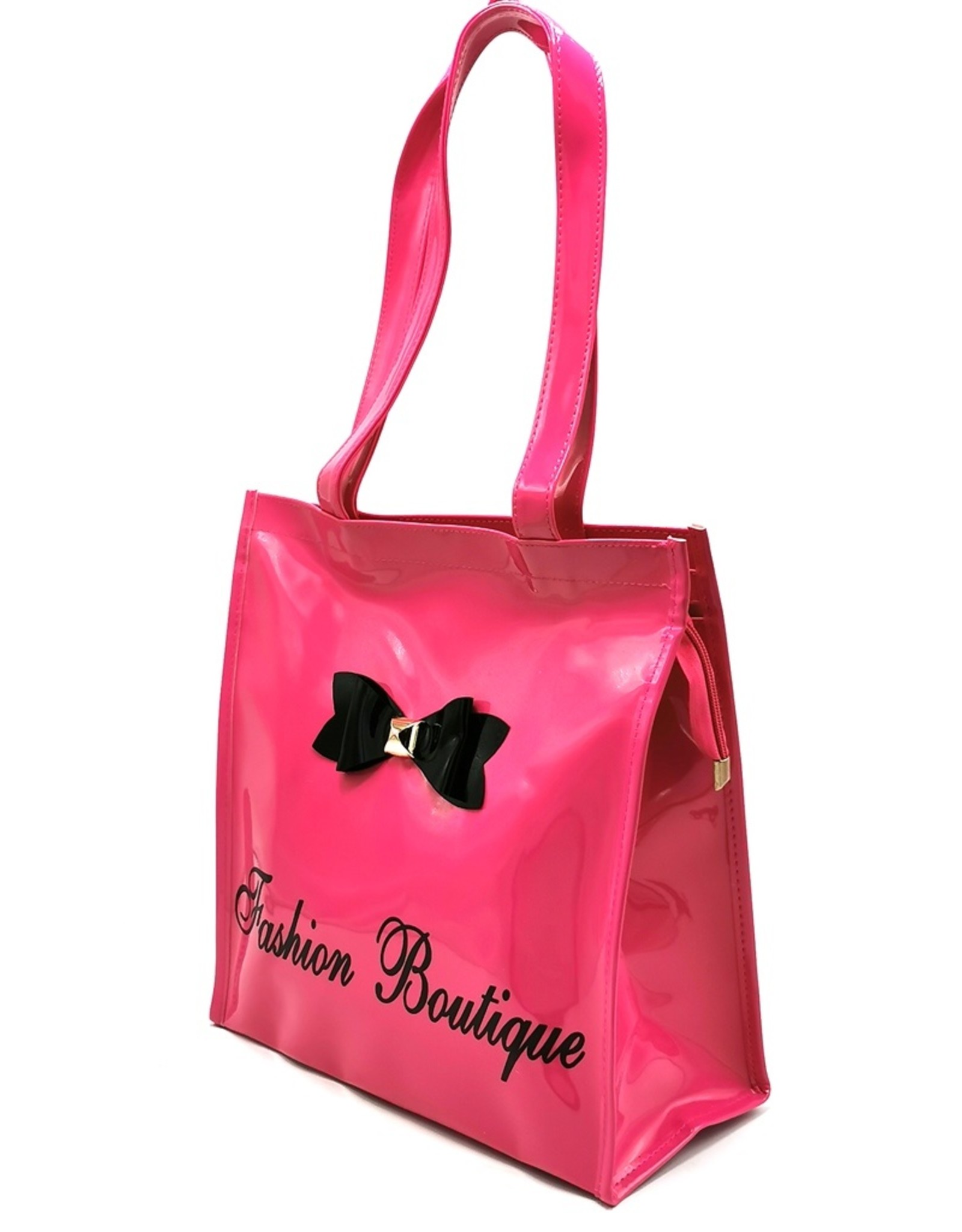 Trukado Fashion bags - Tote Bag with Bow and Zipper Fuchsia Patent