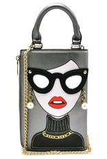 Magic Bags Fantasy bags -  Fantasy clutch Ladies Face with earrings and sunglasses (grey)
