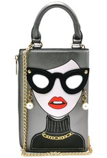 Magic Bags Fantasy bags -  Fantasy clutch Ladies Face with earrings and sunglasses (grey)