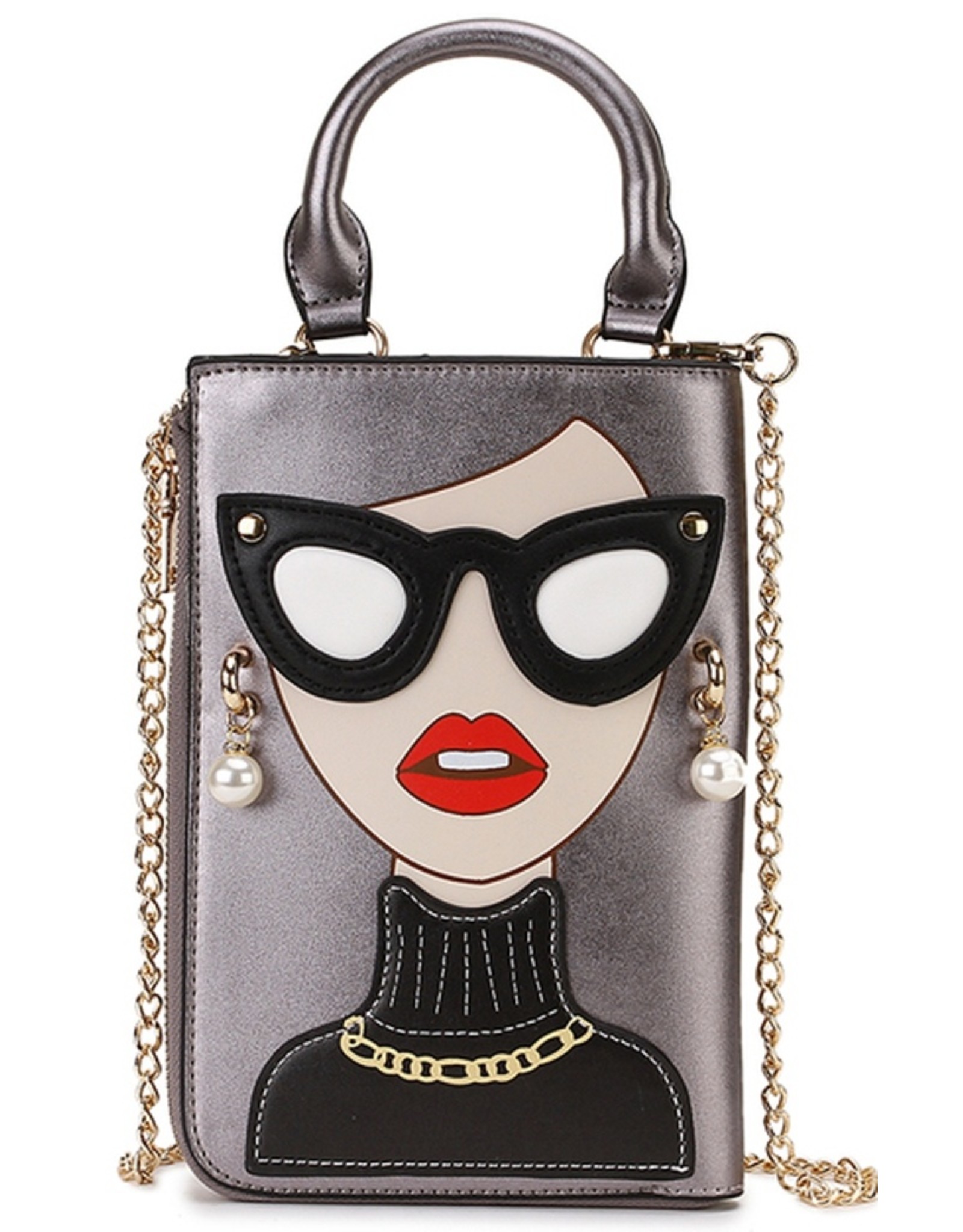 Trukado Fantasy bags - Fantasy clutch Ladies Face with earrings and sunglasses