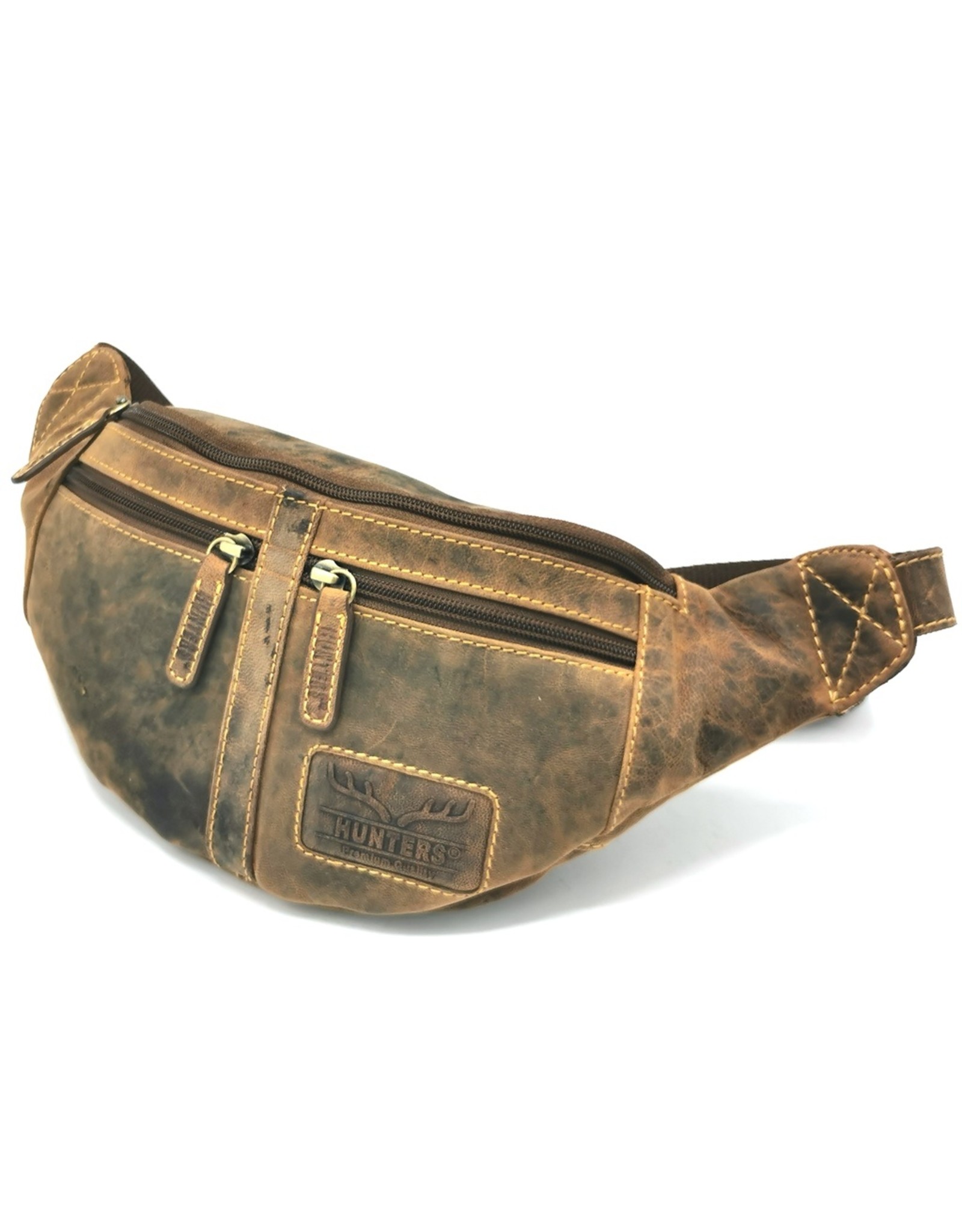 Hunters Leather bags - Hunters Leather Fanny bag  with two zipped pockets  Brown