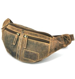 Hunters Hunters Leather Fanny bag  with two zipped pockets  Brown