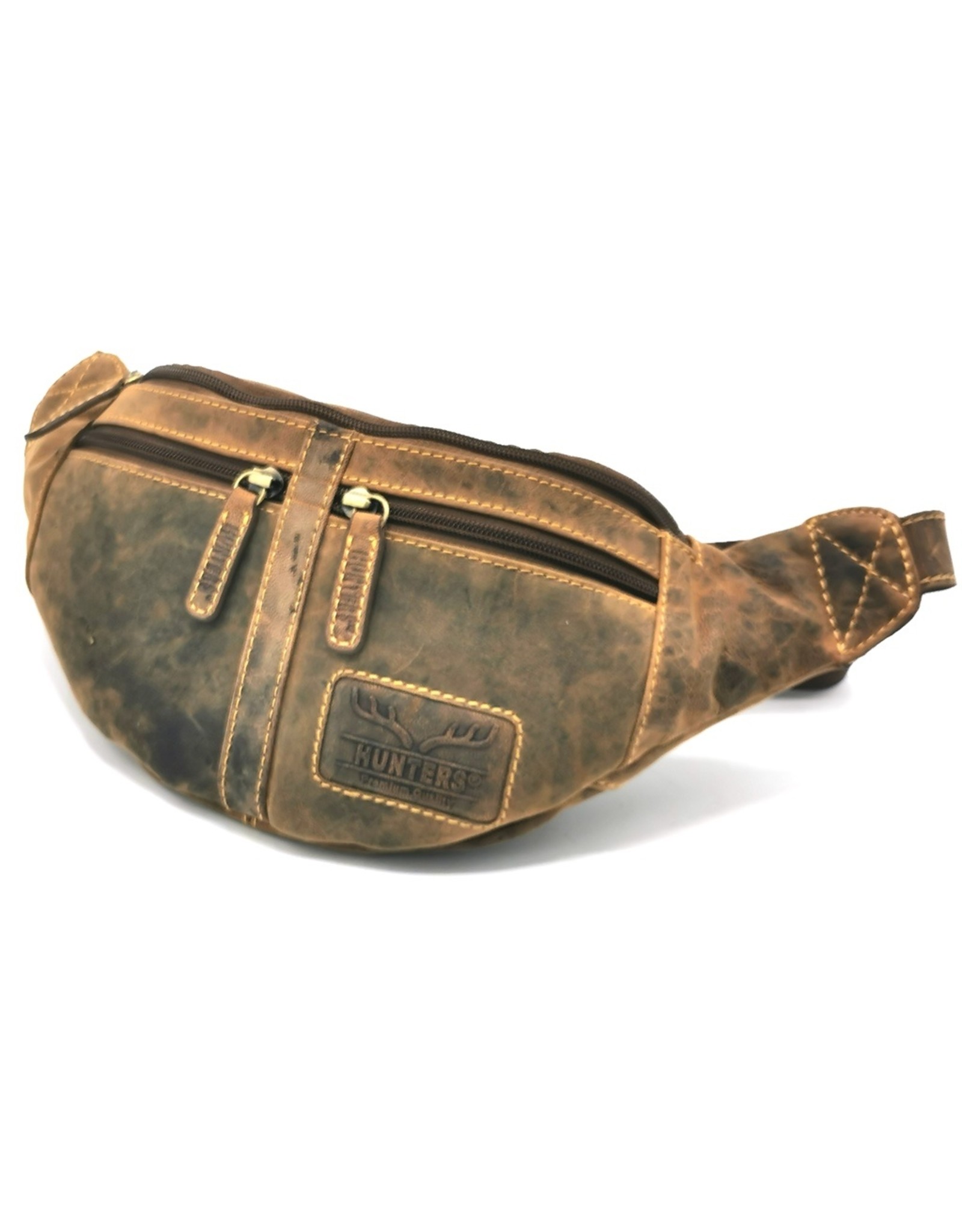 Hunters Leather bags - Hunters Leather Fanny bag  with two zipped pockets  Brown