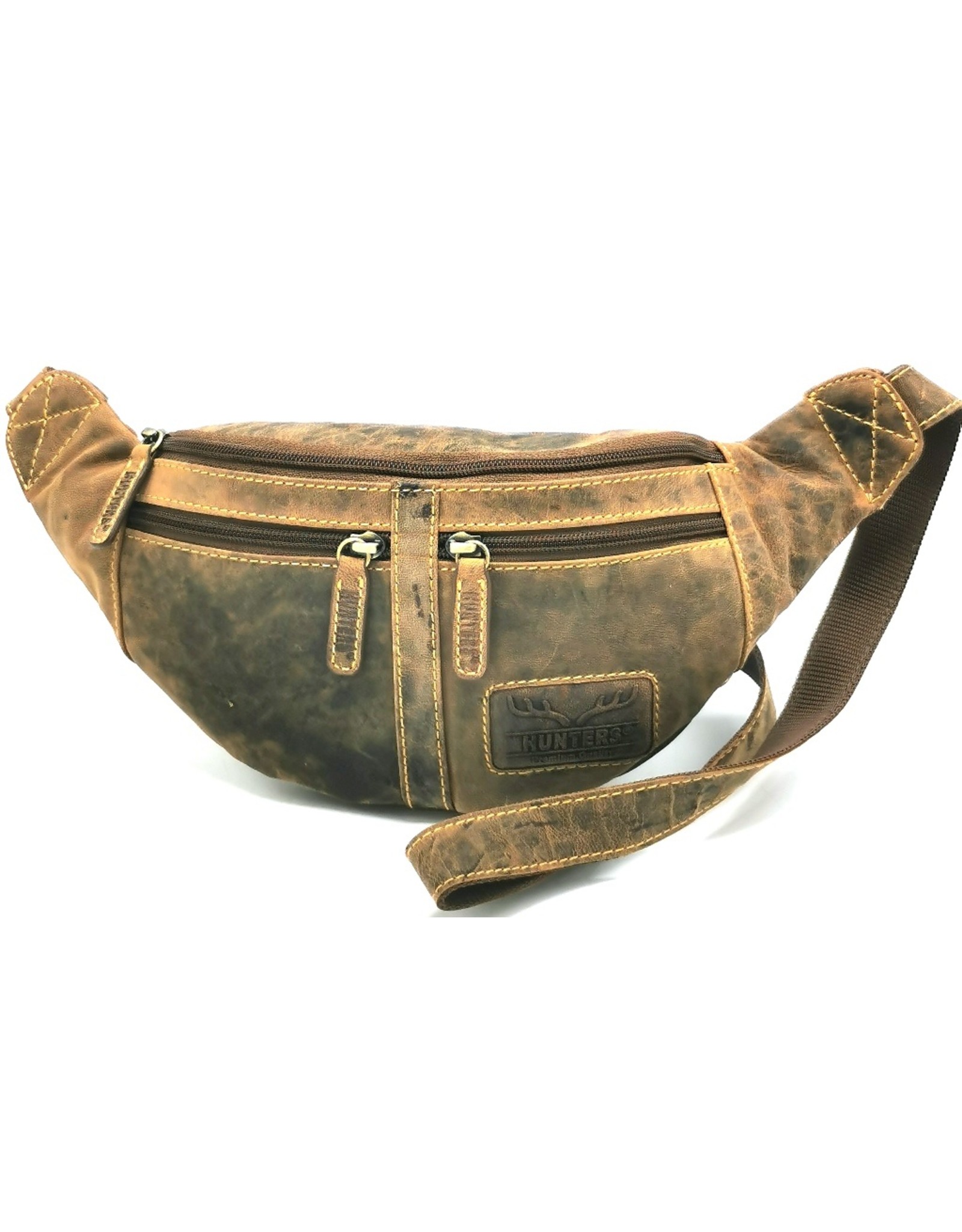 Hunters Leather bags - Hunters Leather Fanny bag  with two zipped pockets  Brown