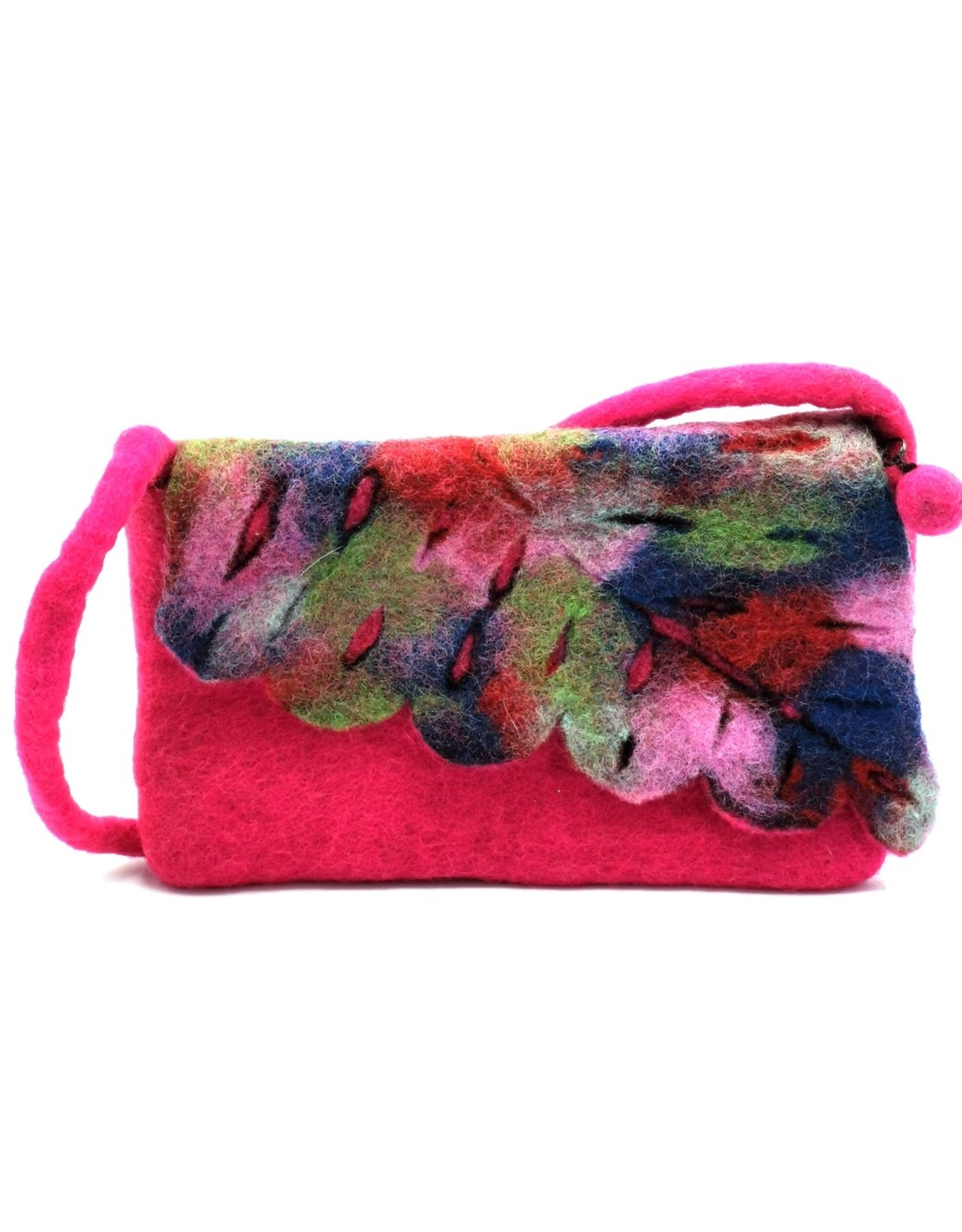 Trukado Clutches - Felt Clutch Fuchsia Fantasy handmade 100% wool