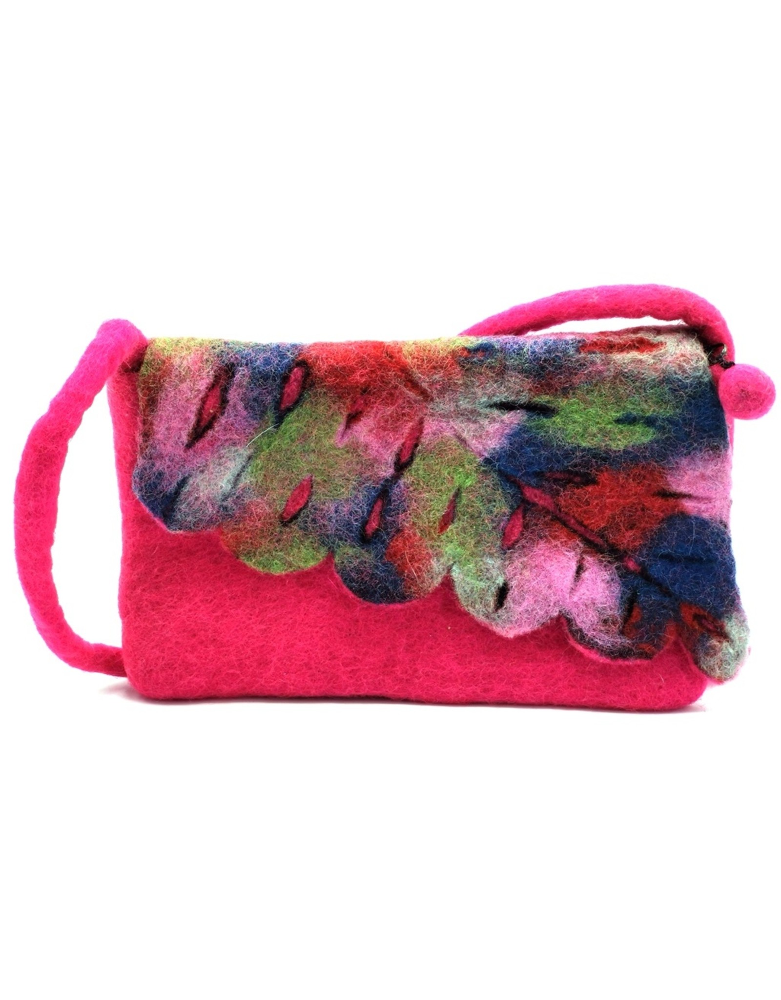 Trukado Clutches - Vilten Clutch Fuchsia Fantasy handgemaakt 100% wol