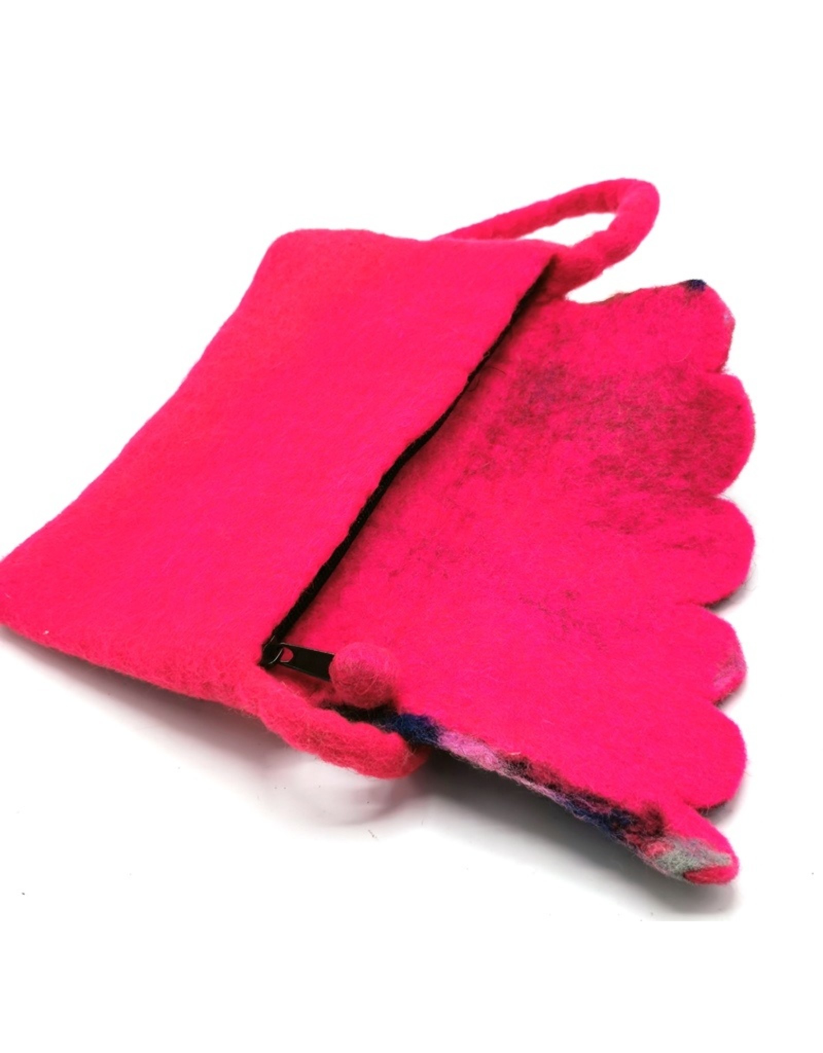 Trukado Clutches - Vilten Clutch Fuchsia Fantasy handgemaakt 100% wol