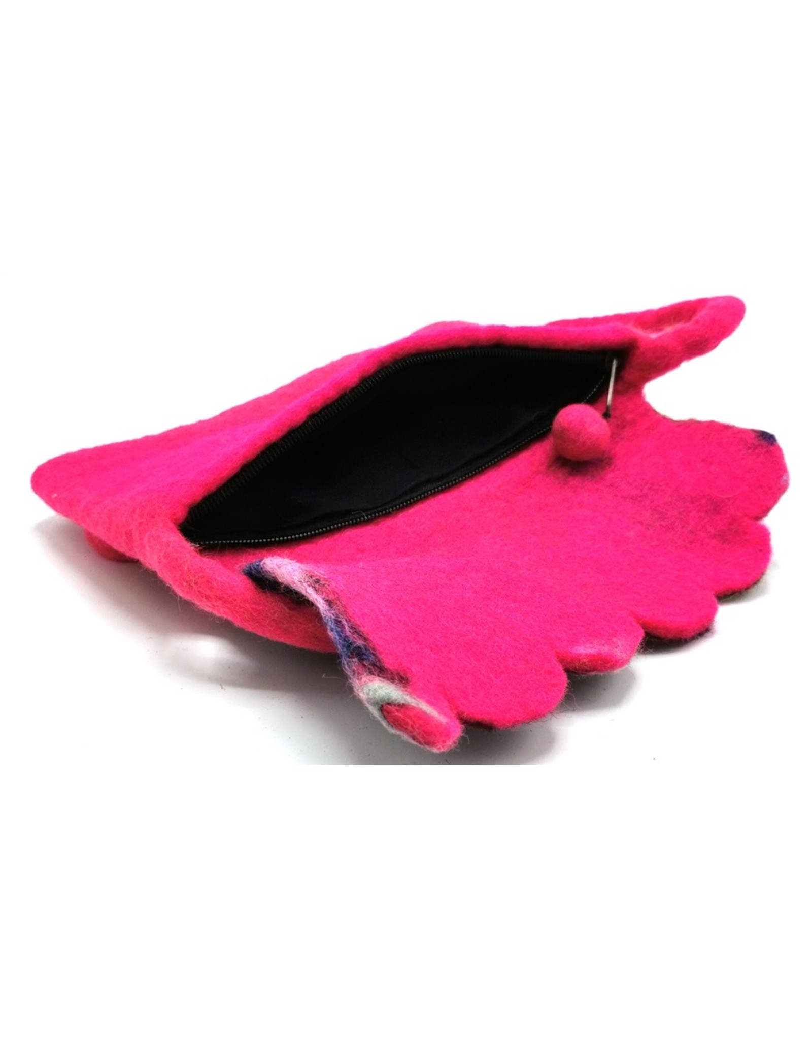 Trukado Clutches - Felt Clutch Fuchsia Fantasy handmade 100% wool