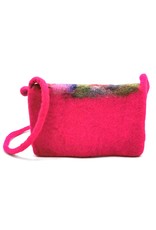 Trukado Clutches - Felt Clutch Fuchsia Fantasy handmade 100% wool