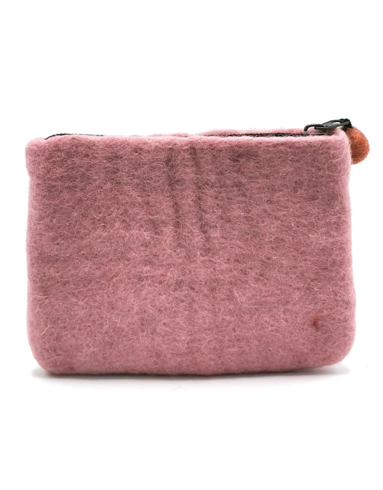 Trukado Avondtassen, clutches en portemonnees -  Vilten Portemonnee "Bloemen" roze