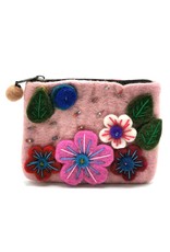 Trukado Avondtassen, clutches en portemonnees -  Vilten Portemonnee "Bloemen" roze