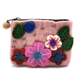 Trukado Felt wallet "Flowers" pink