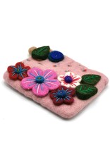 Trukado Avondtassen, clutches en portemonnees -  Vilten Portemonnee "Bloemen" roze