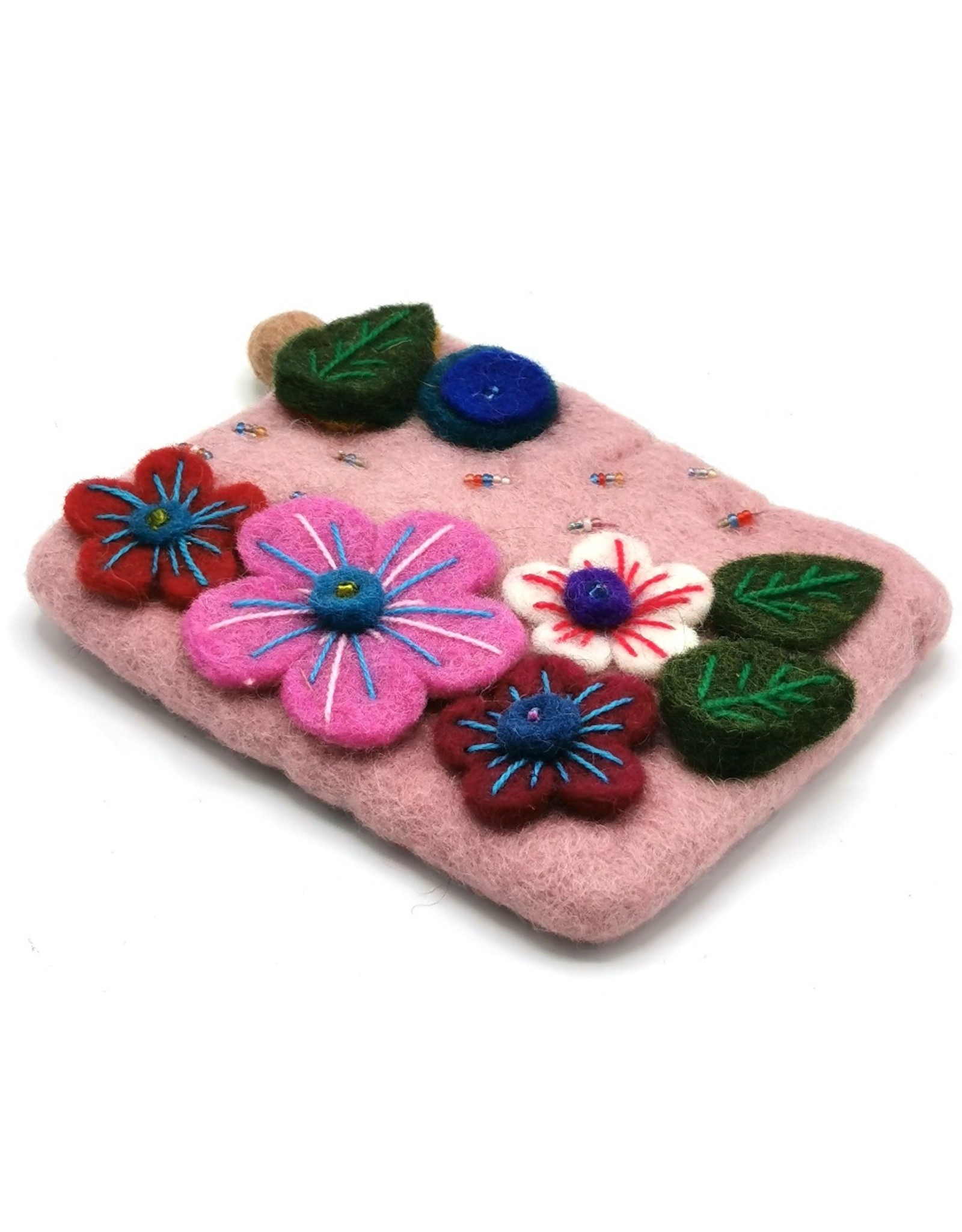 Trukado Avondtassen, clutches en portemonnees -  Vilten Portemonnee "Bloemen" roze