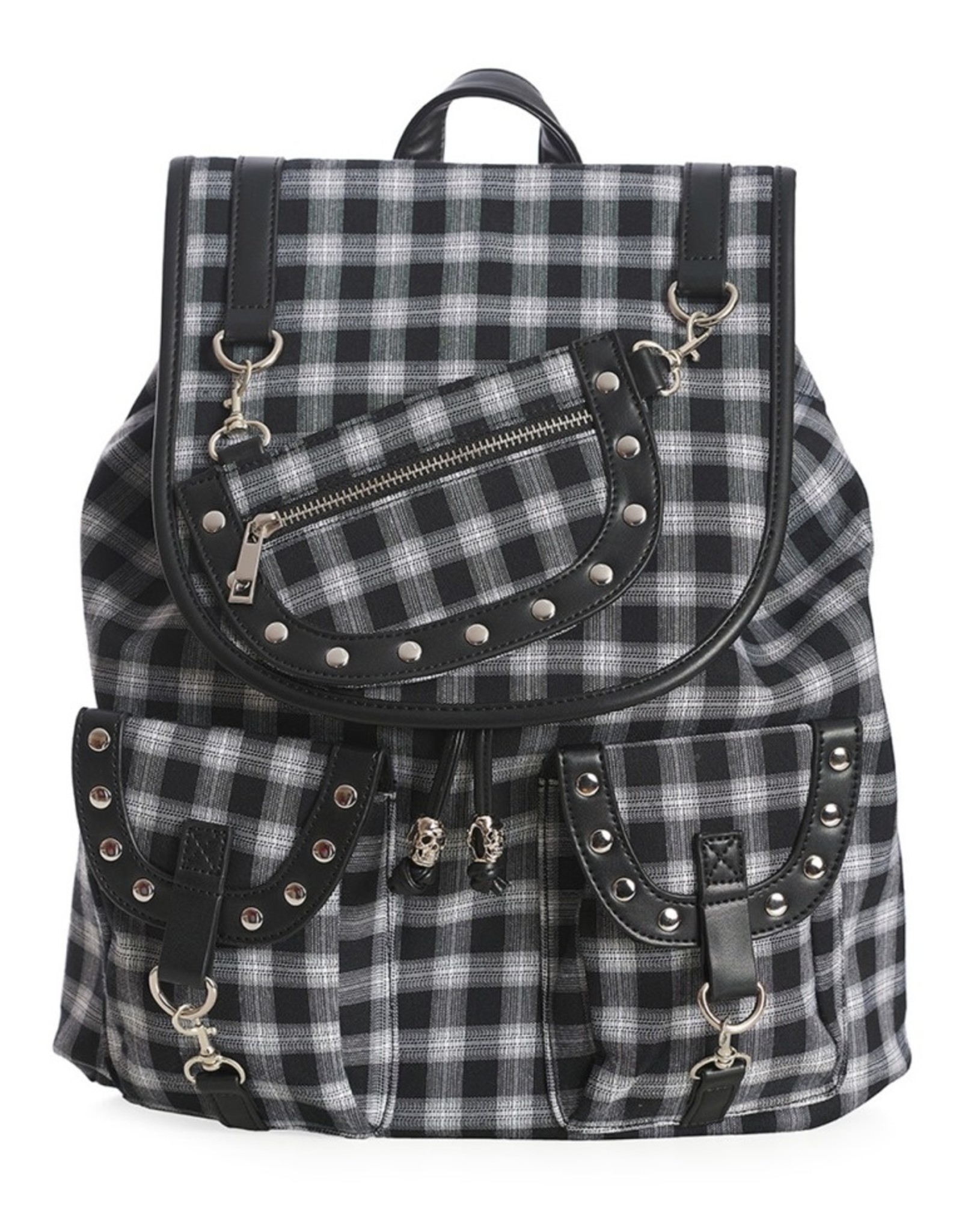 Banned Backpacks - Banned  Yamy Tartan backpack  black-white