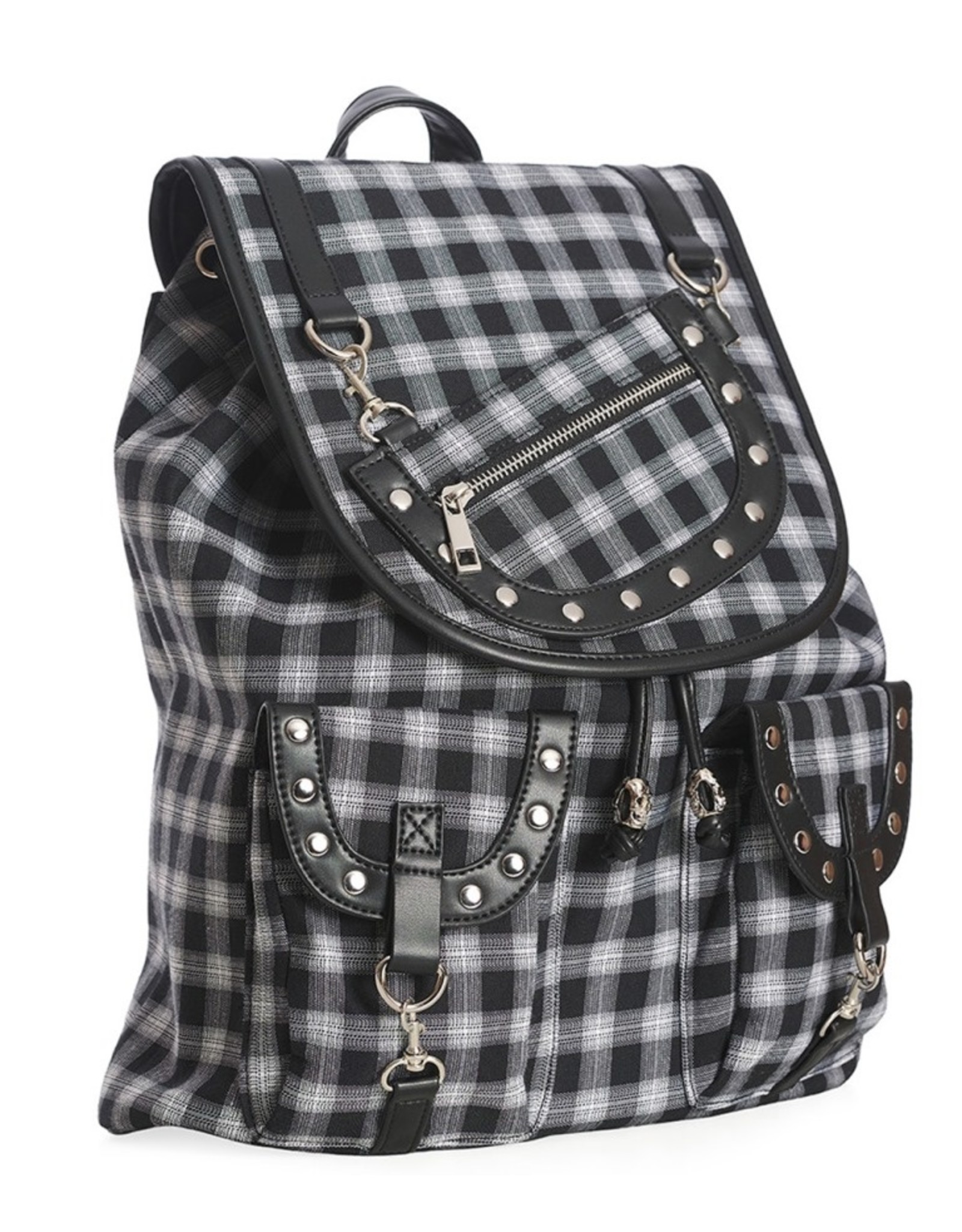 Banned Backpacks - Banned  Yamy Tartan backpack  black-white