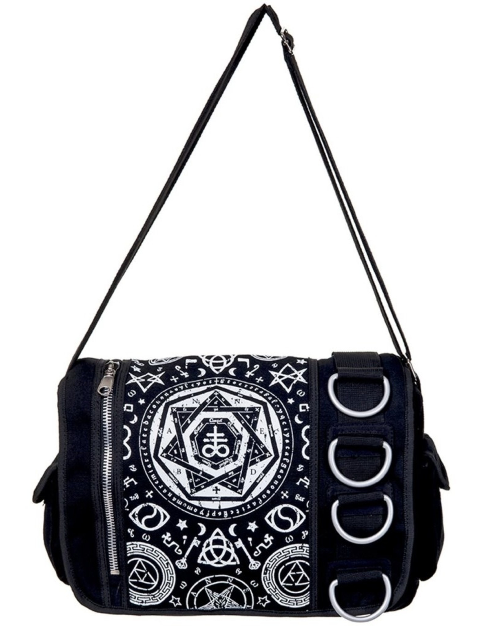 Banned Gothic bags Steampunk bags - Banned Pentagram Denim Messenger bag  black