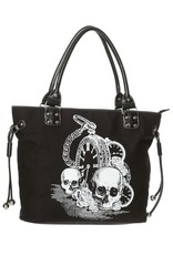 Banned Gothic Tassen Steampunk Tassen - Banned Back in Black Schedels Shopper