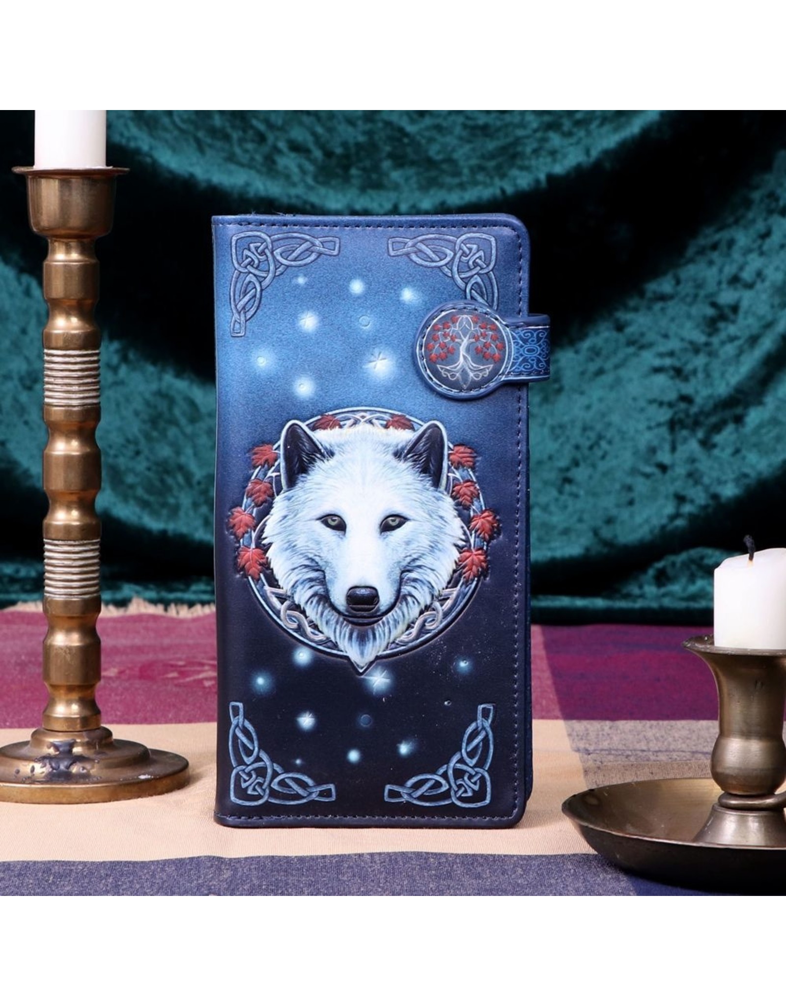 NemesisNow Gothic wallets and purses - Lisa Parker Guardian of the Fall White Autumn Wolf Embossed Purse