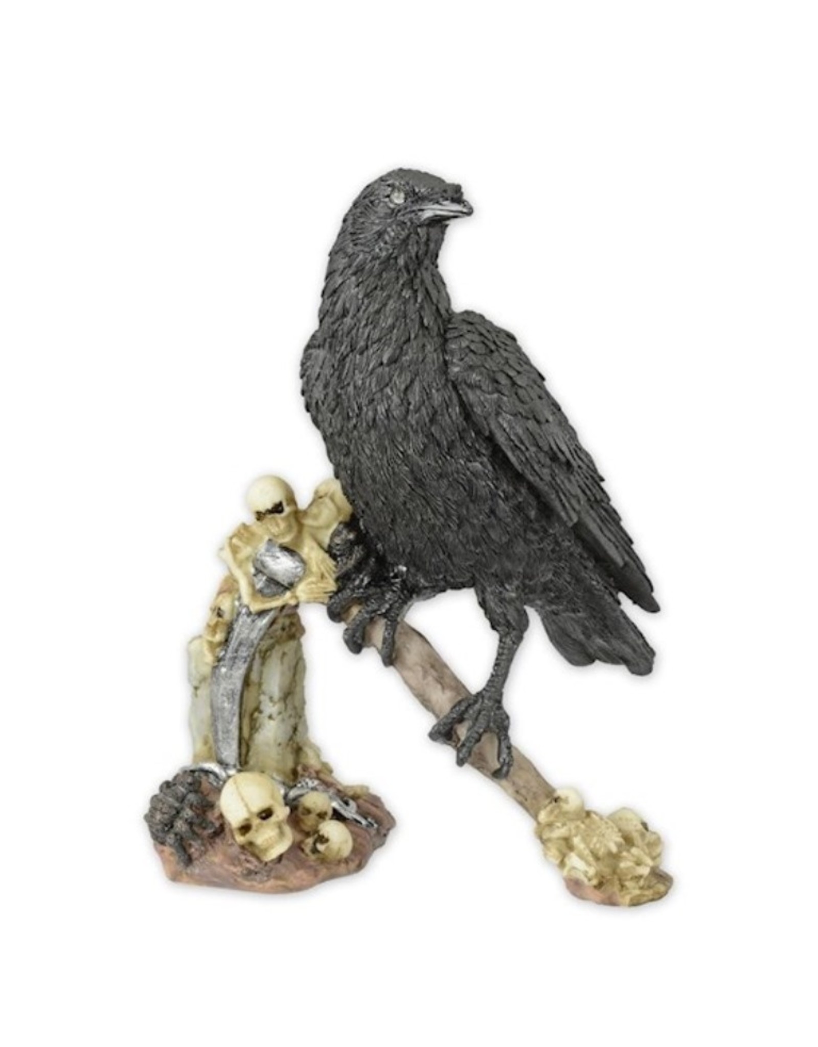JB Giftware Beelden Collectables  - Gothic beeldje Kraai met Schedels op een Zeis