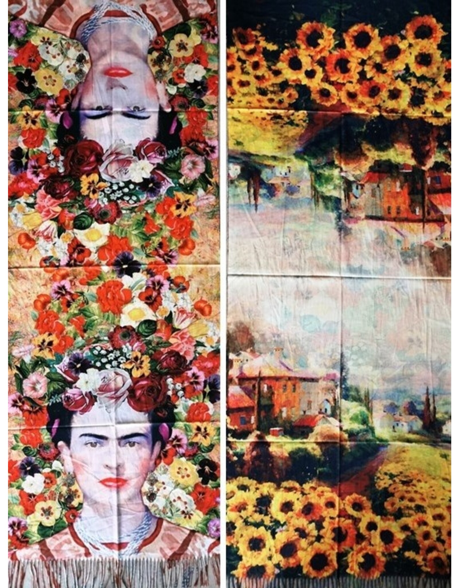 Trukado Miscellaneous -  Frida Kahlo shawl dubble sided print - 180cm x 70cm