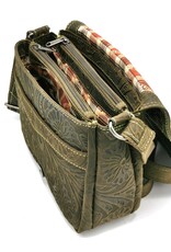 HillBurry Leather bags - Hillburry Shoulder bag with Embossed Flowers green